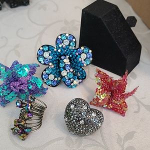 🩶 Fun large Rings, set / lot of five